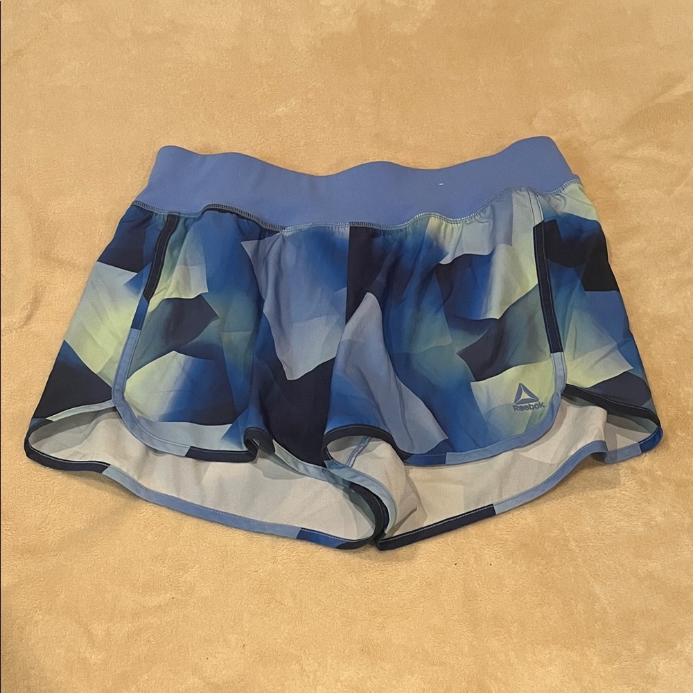 Reebok Women's Geometric Blue Athletic Shorts